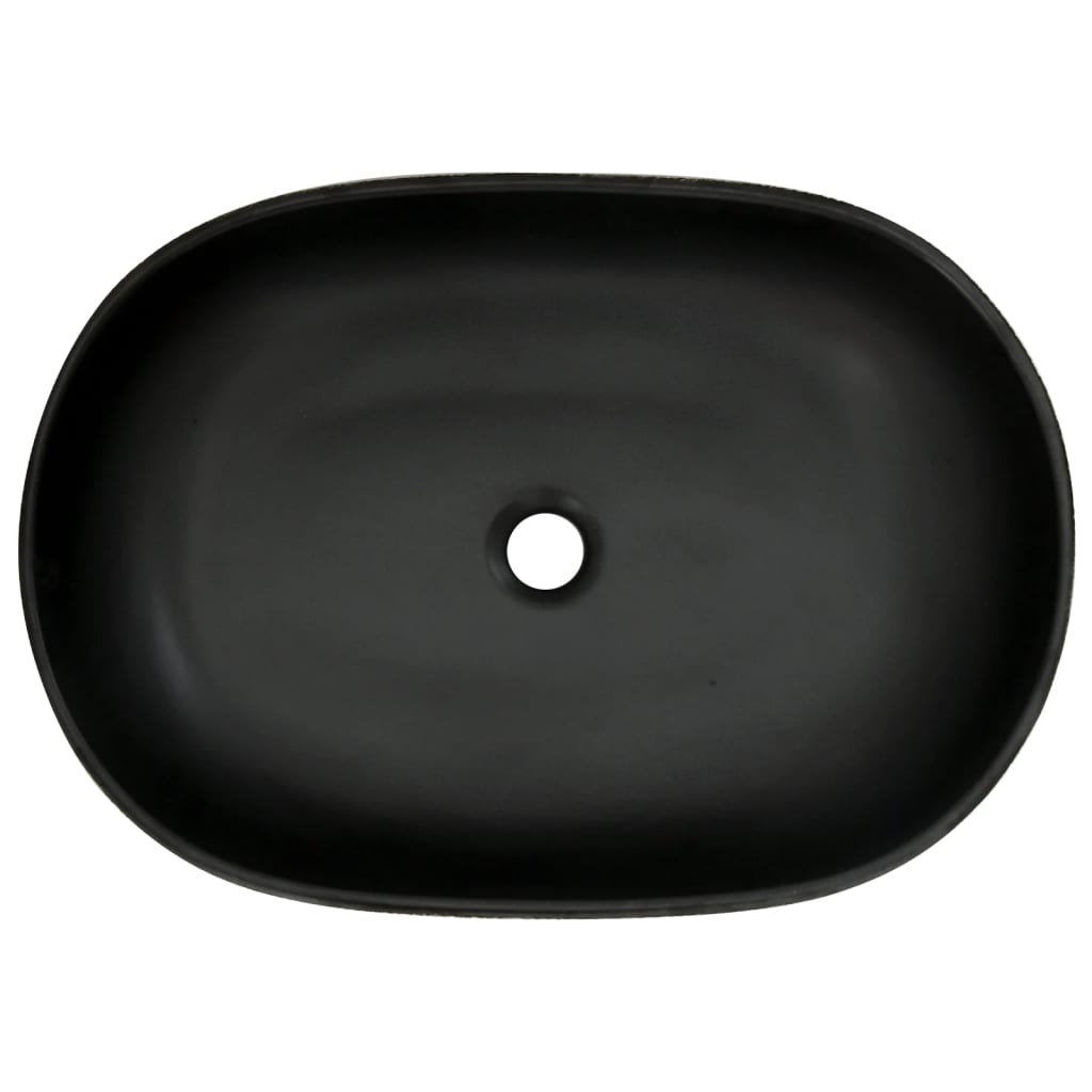 Lavoar de blat, negru și albastru, 59x40x14 cm, ceramică, oval