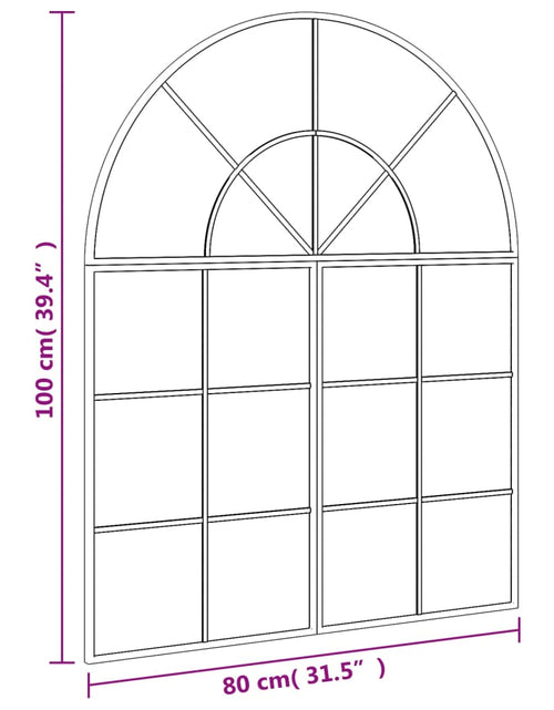 Загрузите изображение в средство просмотра галереи, Oglindă de perete, negru, 80x100 cm, arcuită, fier
