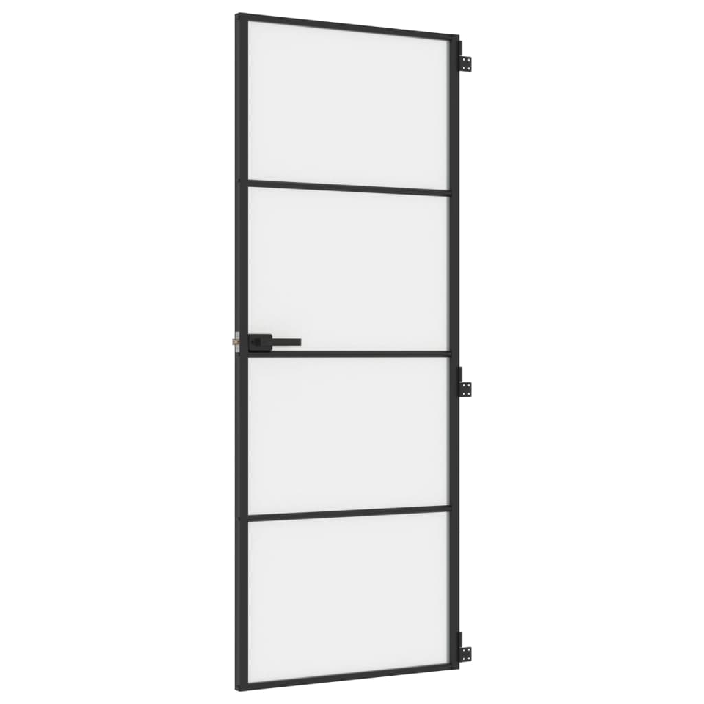 Ușă de interior negru 76x201,5 cm sticlă securiz./aluminiu slim