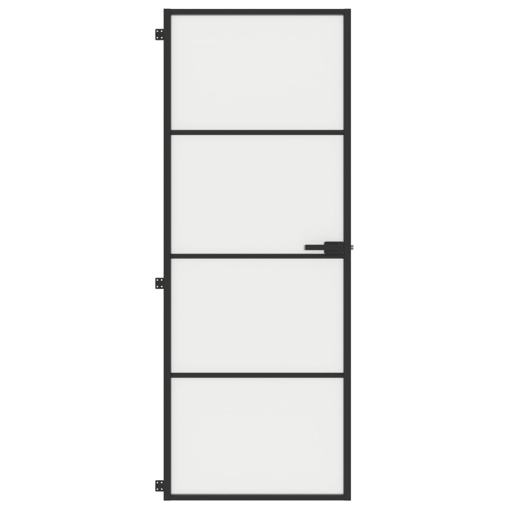 Ușă de interior negru 76x201,5 cm sticlă securiz./aluminiu slim