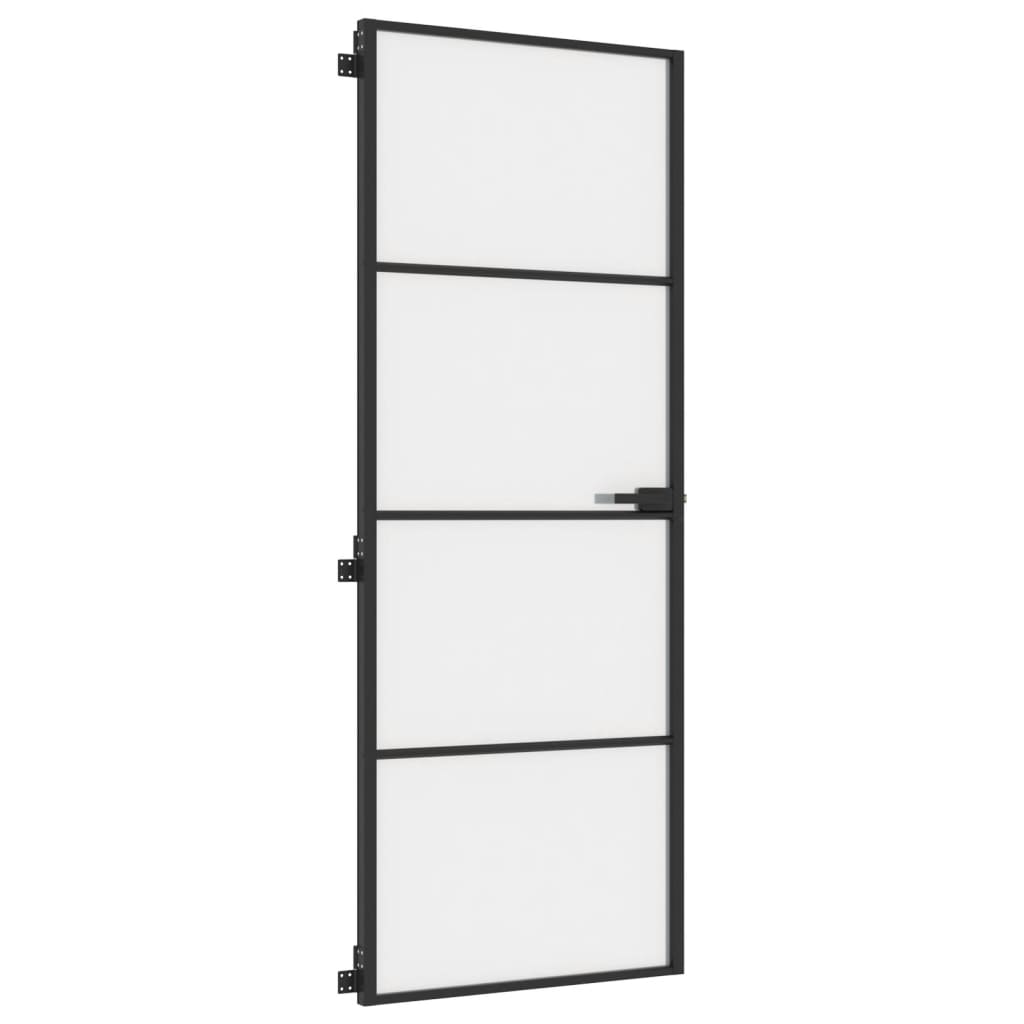 Ușă de interior negru 76x201,5 cm sticlă securiz./aluminiu slim