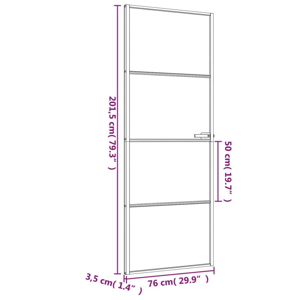 Ușă de interior negru 76x201,5 cm sticlă securiz./aluminiu slim