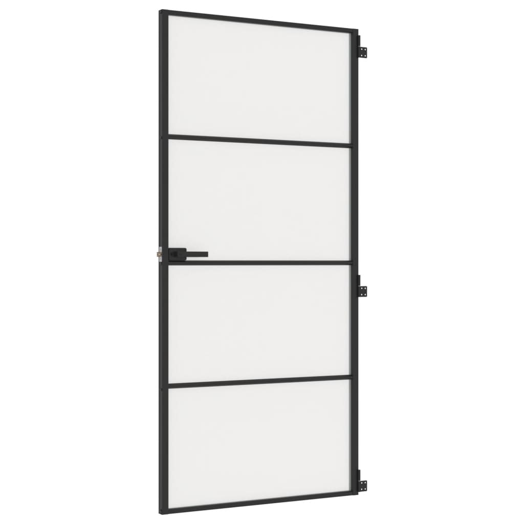 Ușă de interior negru 93x201,5 cm sticlă securiz./aluminiu slim