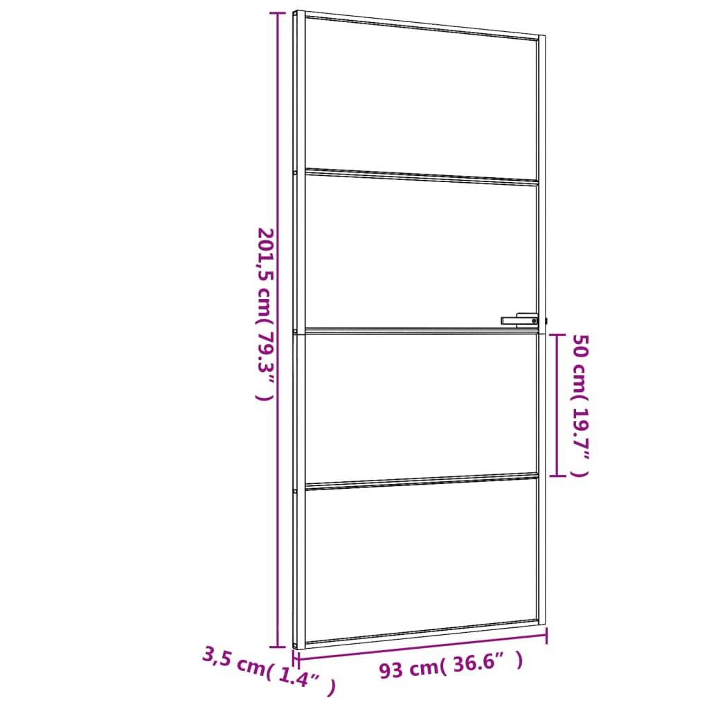 Ușă de interior negru 93x201,5 cm sticlă securiz./aluminiu slim