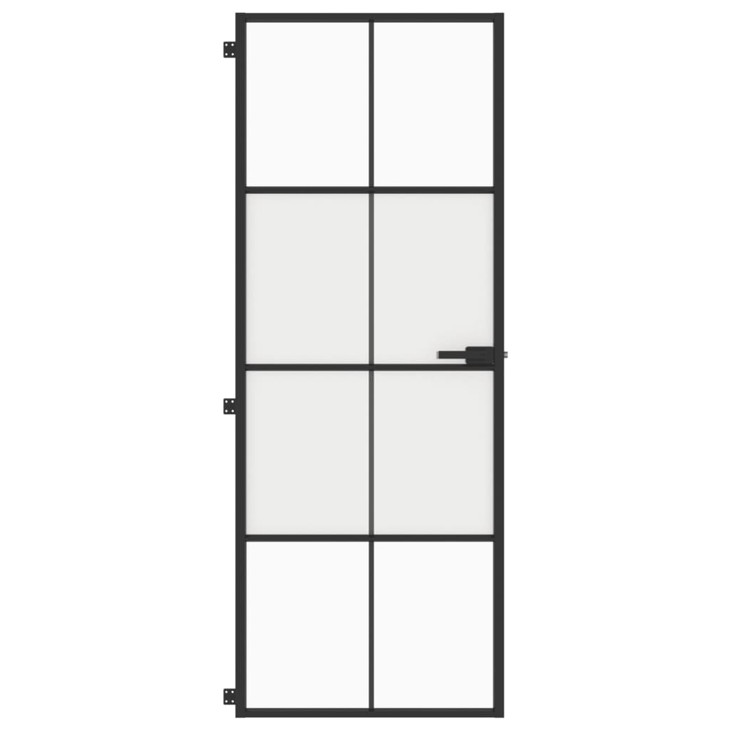 Ușă de interior negru 76x201,5 cm sticlă securiz./aluminiu slim