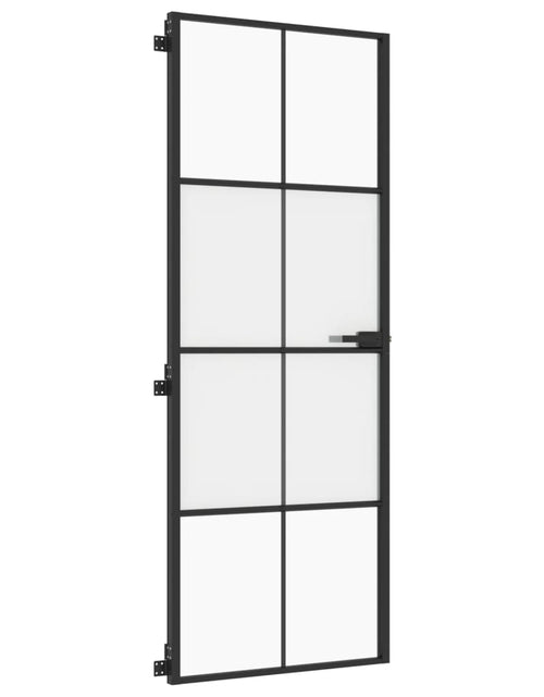 Загрузите изображение в средство просмотра галереи, Ușă de interior negru 76x201,5 cm sticlă securiz./aluminiu slim
