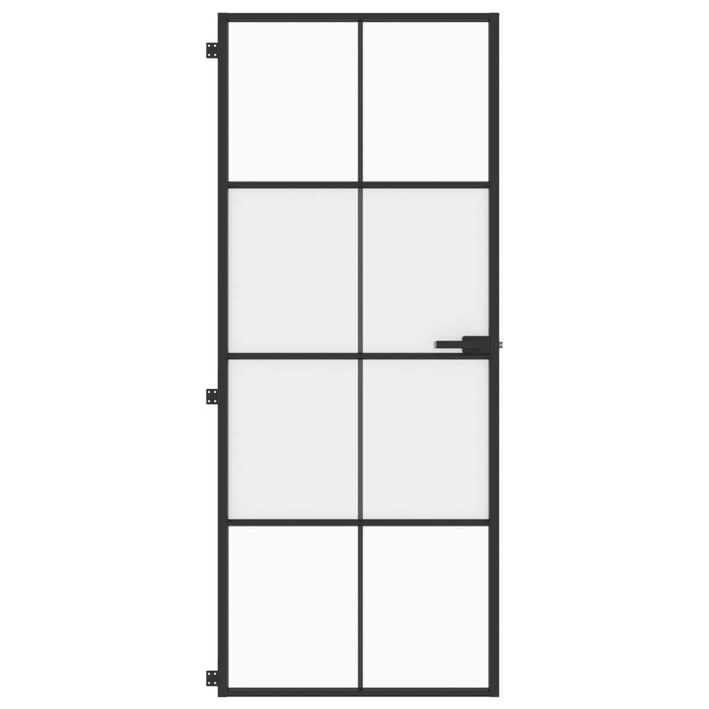 Ușă de interior negru 83x201,5 cm sticlă securiz./aluminiu slim