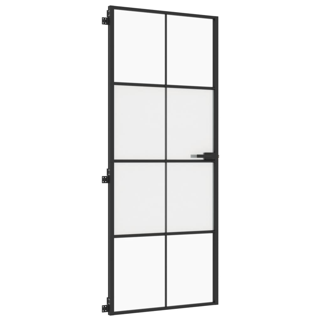 Ușă de interior negru 83x201,5 cm sticlă securiz./aluminiu slim