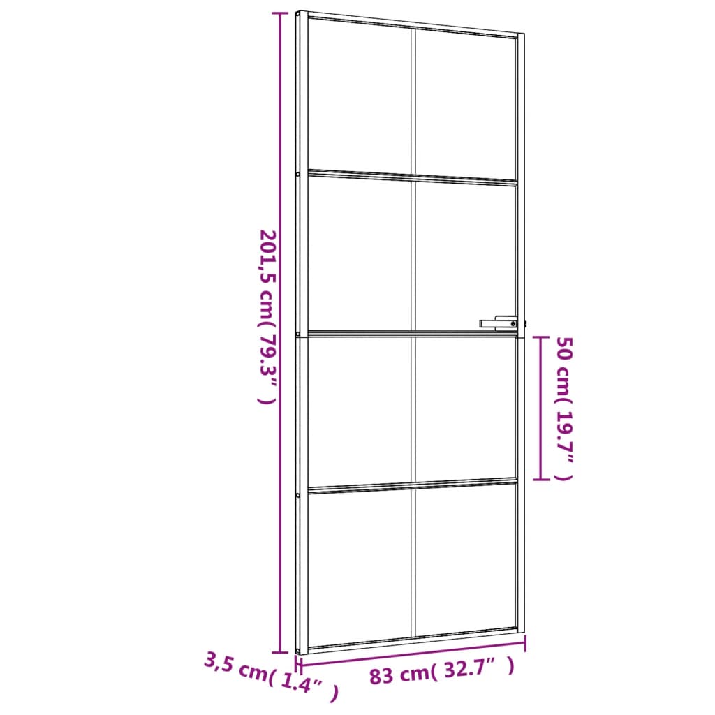 Ușă de interior negru 83x201,5 cm sticlă securiz./aluminiu slim