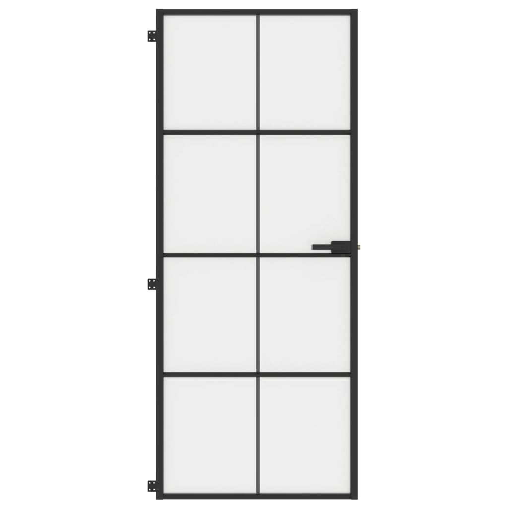 Ușă de interior negru 83x201,5 cm sticlă securiz./aluminiu slim