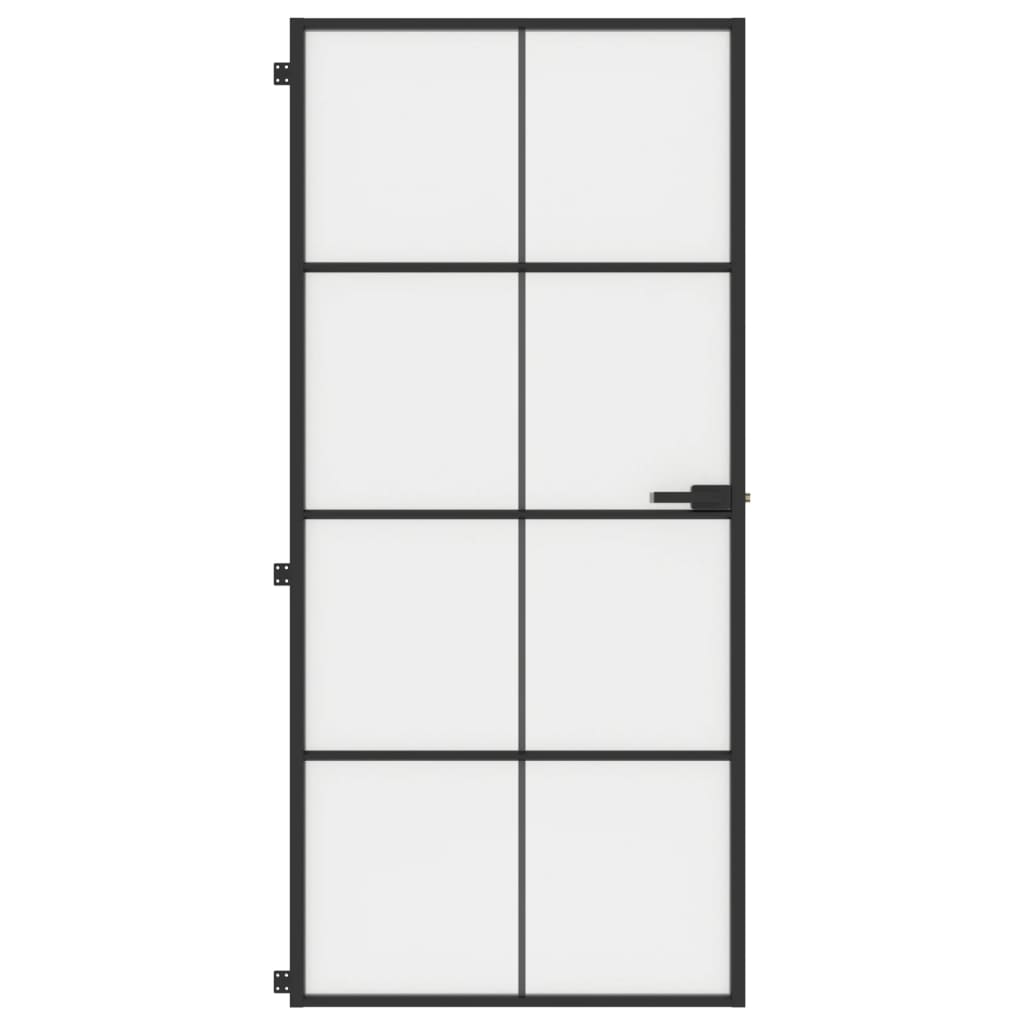 Ușă de interior negru 93x201,5 cm sticlă securiz./aluminiu slim