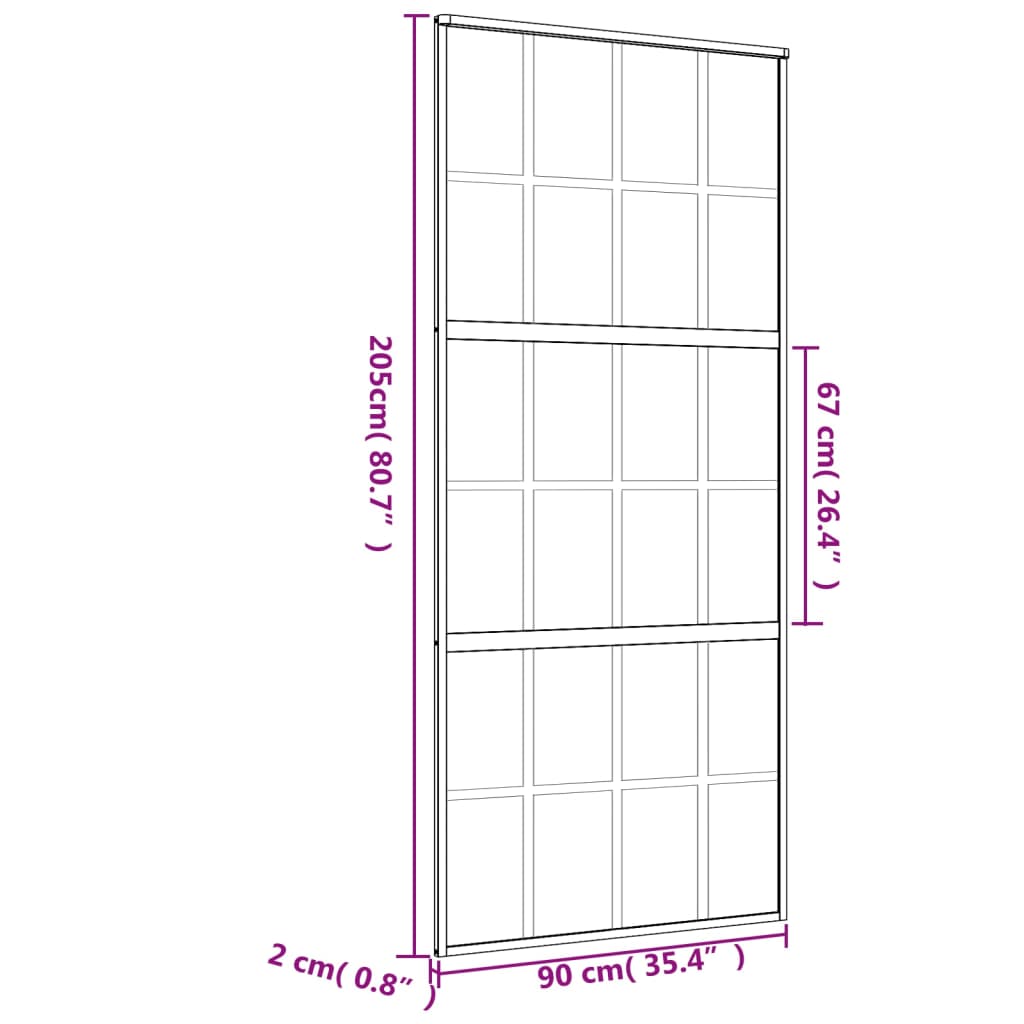 Ușă glisantă, auriu, 90x205 cm, sticlă ESG mată și aluminiu