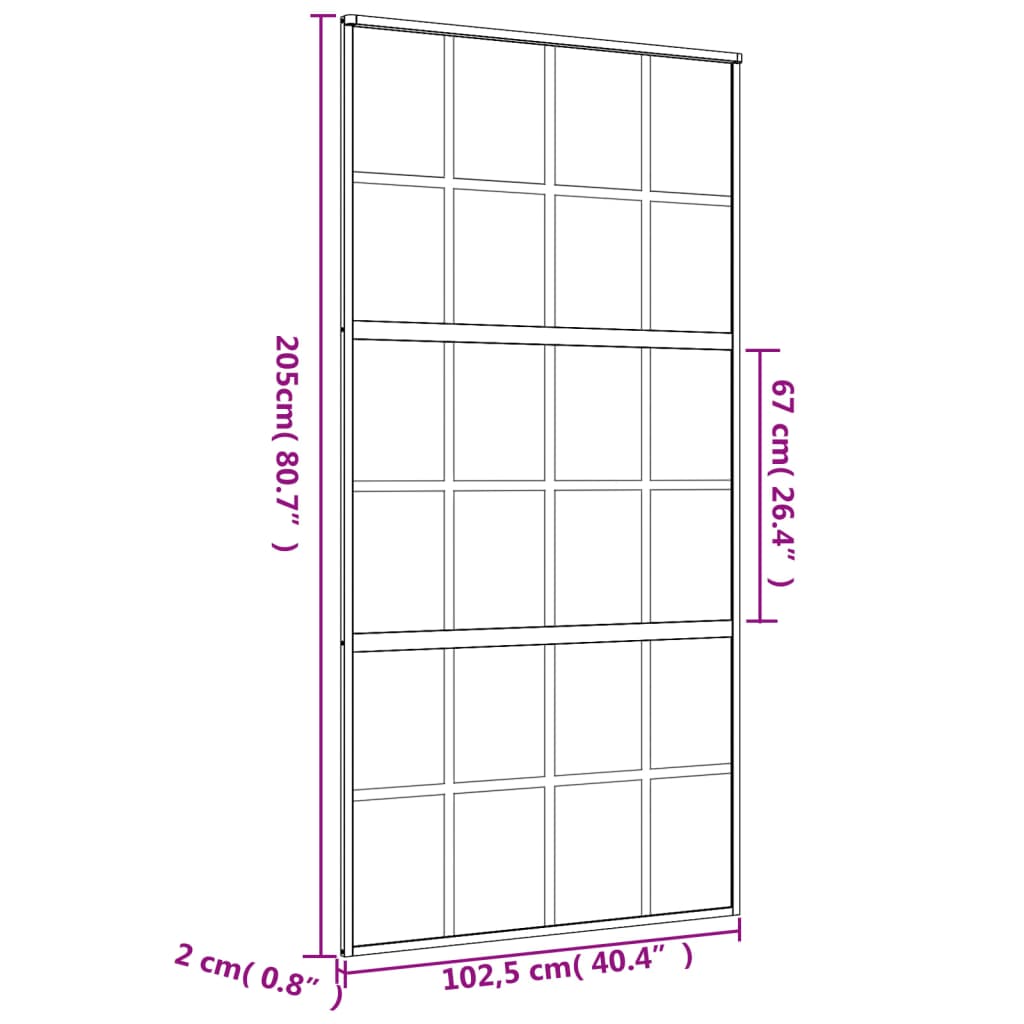 Ușă glisantă, auriu, 102,5x205 cm, sticlă ESG mată și aluminiu