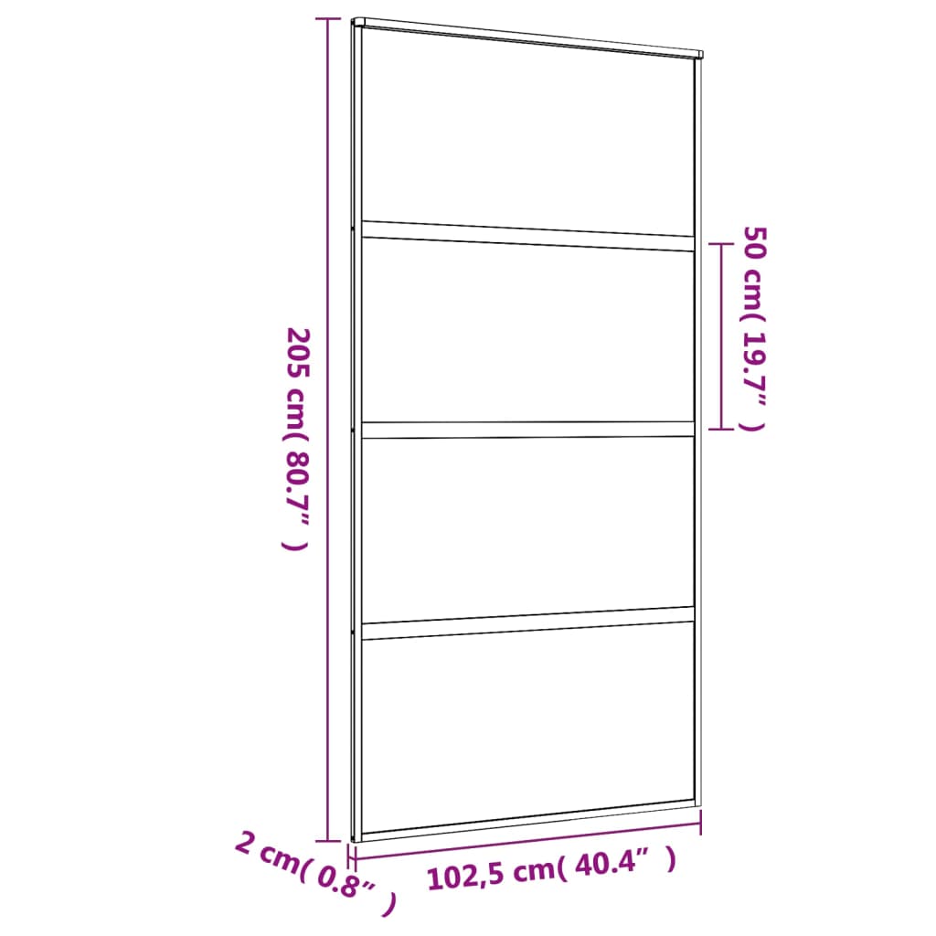 Ușă glisantă, auriu, 102,5x205 cm, sticlă ESG mată și aluminiu