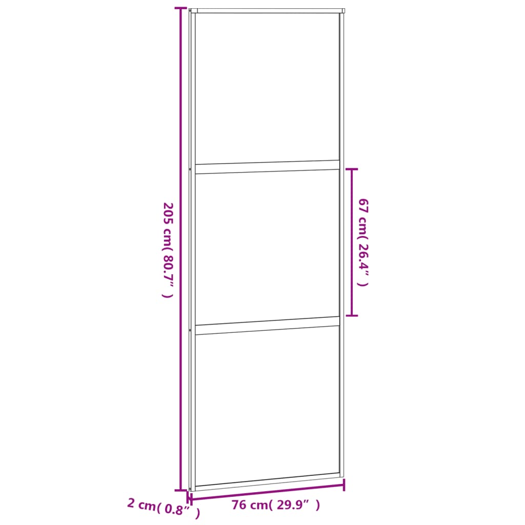 Ușă glisantă, negru, 76x205 cm, sticlă securizată și aluminiu