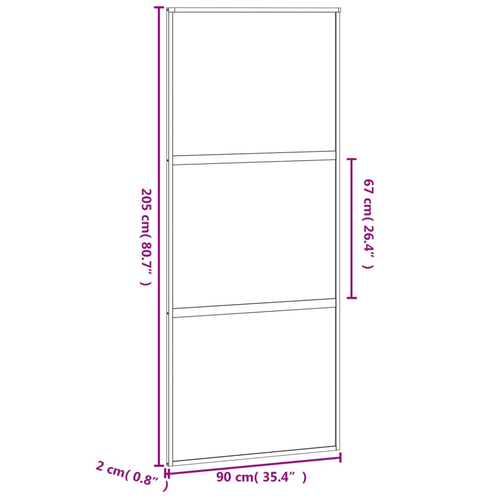 Ușă glisantă, negru, 90x205 cm, sticlă securizată și aluminiu