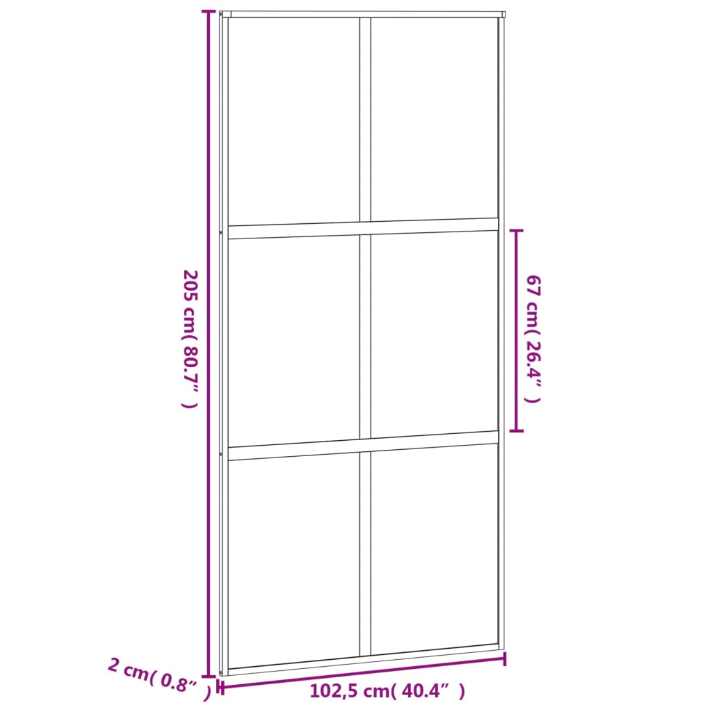 Ușă glisantă, negru, 102,5x205 cm, sticlă securizată/aluminiu