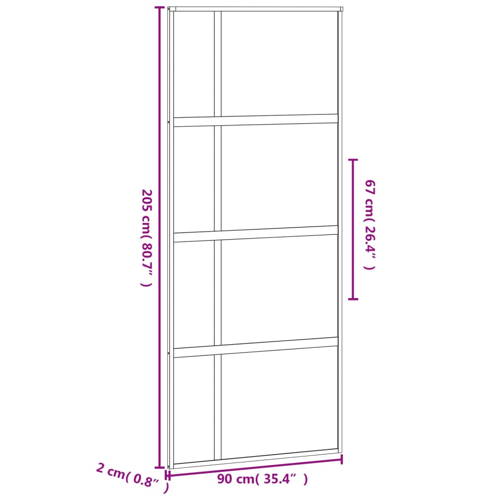 Ușă glisantă, negru, 90x205 cm, sticlă securizată și aluminiu