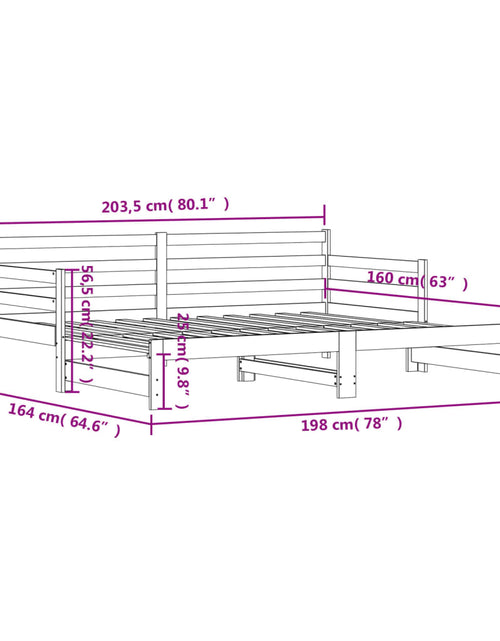 Încărcați imaginea în vizualizatorul Galerie, Pat de zi cu extensie, 80x200 cm, lemn masiv de pin
