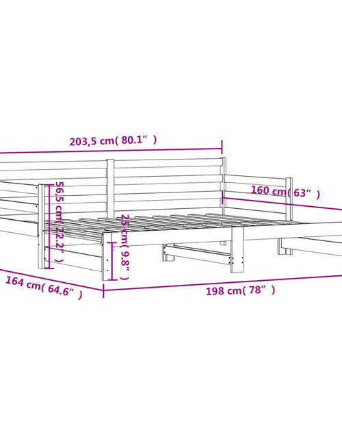 Încărcați imaginea în vizualizatorul Galerie, Pat de zi cu extensie, negru, 80x200 cm, lemn masiv de pin
