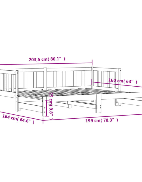 Încărcați imaginea în vizualizatorul Galerie, Pat de zi cu extensie, 80x200 cm, lemn masiv de pin
