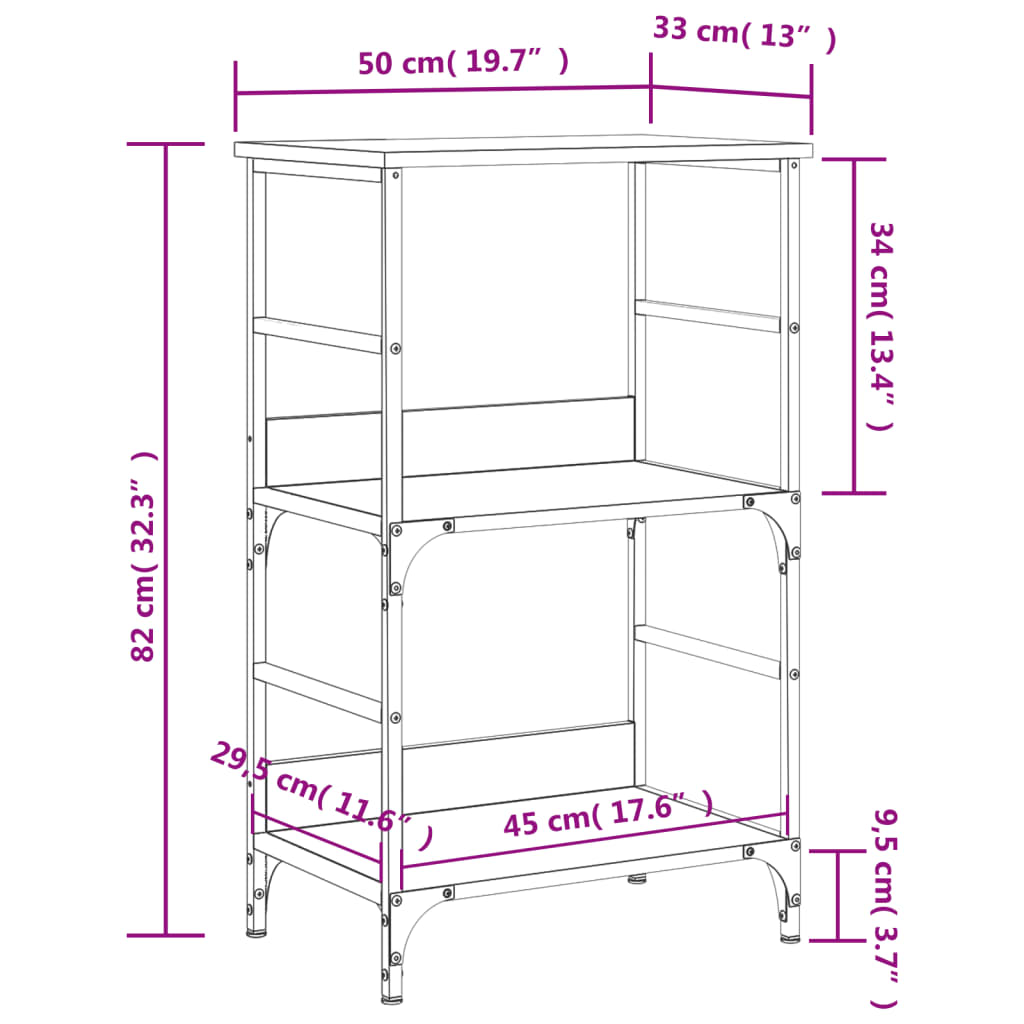 Bibliotecă, stejar sonoma, 50x33x82 cm, lemn prelucrat