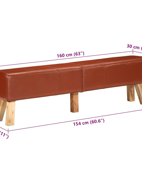 Загрузите изображение в средство просмотра галереи, Bancă de gimnastică, maro, 160 cm, piele naturală
