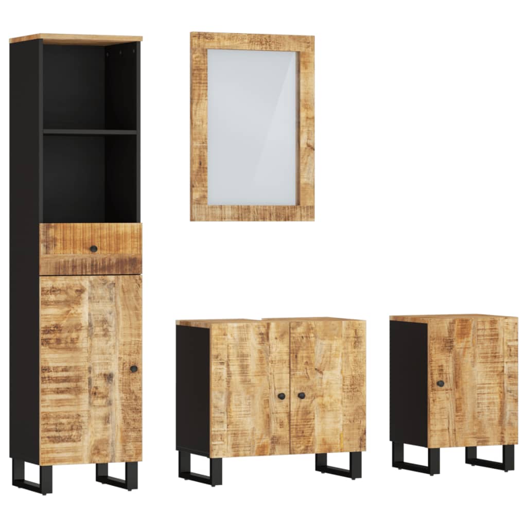 Set mobilier de baie, 4 piese, lemn masiv de mango