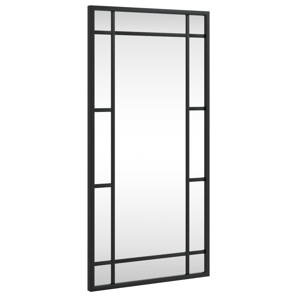 Oglindă de perete, negru, 30x60 cm, dreptunghiulară, fier