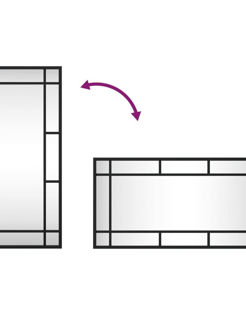 Încărcați imaginea în vizualizatorul Galerie, Oglindă de perete, negru, 30x60 cm, dreptunghiulară, fier
