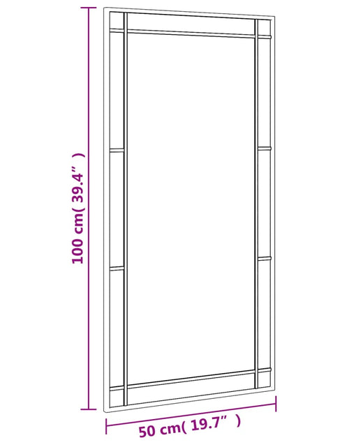 Загрузите изображение в средство просмотра галереи, Oglindă de perete, negru, 50x100 cm, dreptunghiulară, fier
