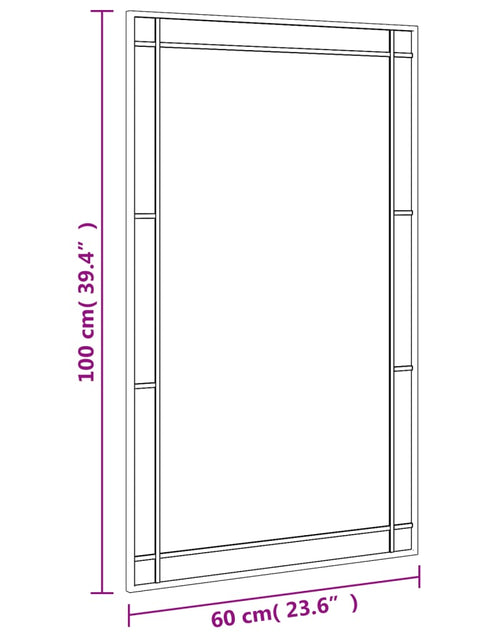 Загрузите изображение в средство просмотра галереи, Oglindă de perete, negru, 60x100 cm, dreptunghiulară, fier
