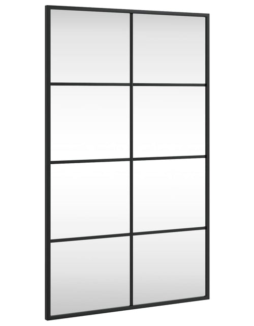 Încărcați imaginea în vizualizatorul Galerie, Oglindă de perete, negru, 50x80 cm, dreptunghiulară, fier
