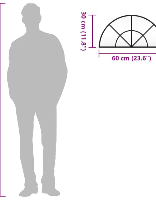 Загрузите изображение в средство просмотра галереи, Oglindă de perete, negru, 60x30 cm, arcuită, fier
