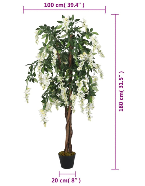 Încărcați imaginea în vizualizatorul Galerie, Arbore artificial wisteria 1260 frunze 180 cm verde și alb
