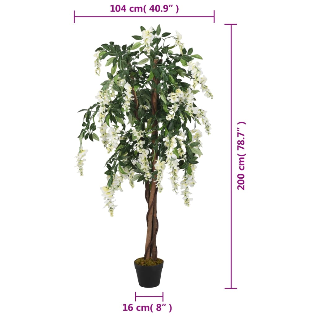 Arbore artificial wisteria 1470 frunze 200 cm verde și alb