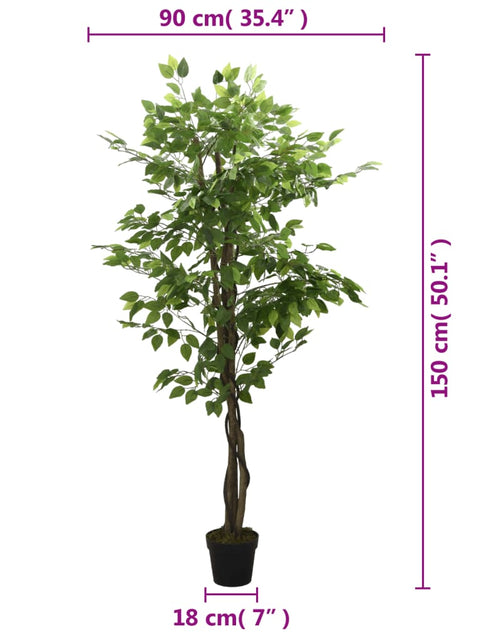 Загрузите изображение в средство просмотра галереи, Arbore ficus artificial 756 de frunze 150 cm verde
