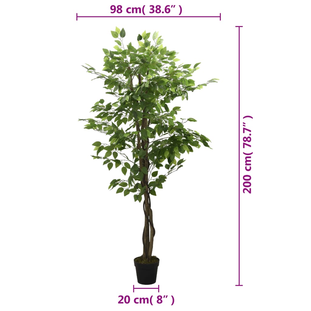 Arbore ficus artificial 1260 de frunze 200 cm verde