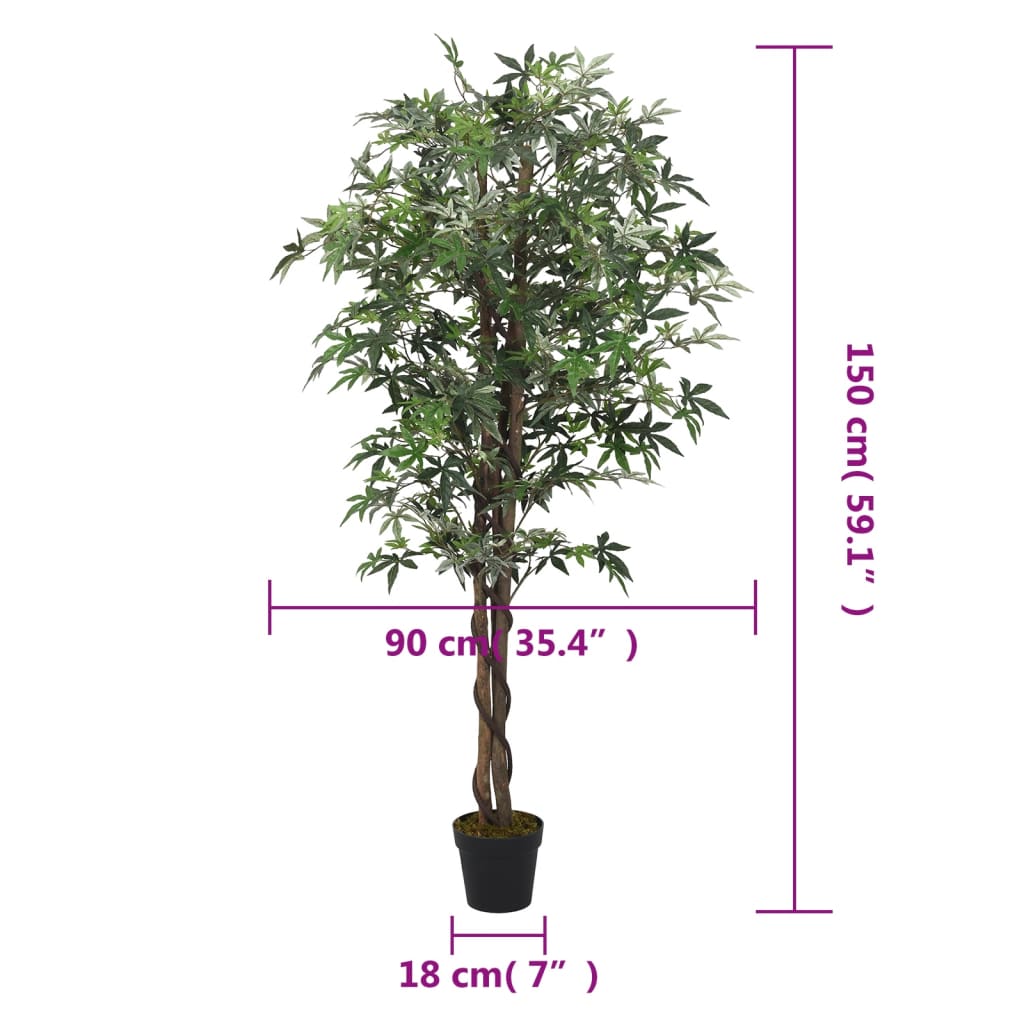 Arbore de arțar artificial 504 de frunze 150 cm verde