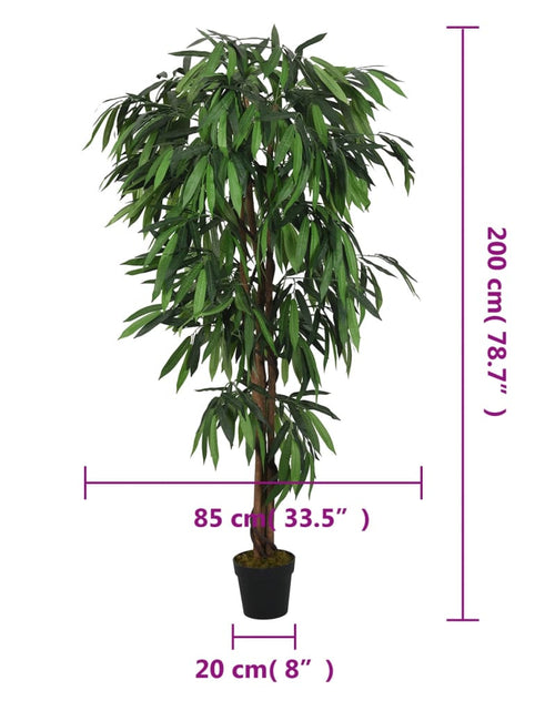 Încărcați imaginea în vizualizatorul Galerie, Arbore de mango artificial 1050 de frunze 200 cm verde
