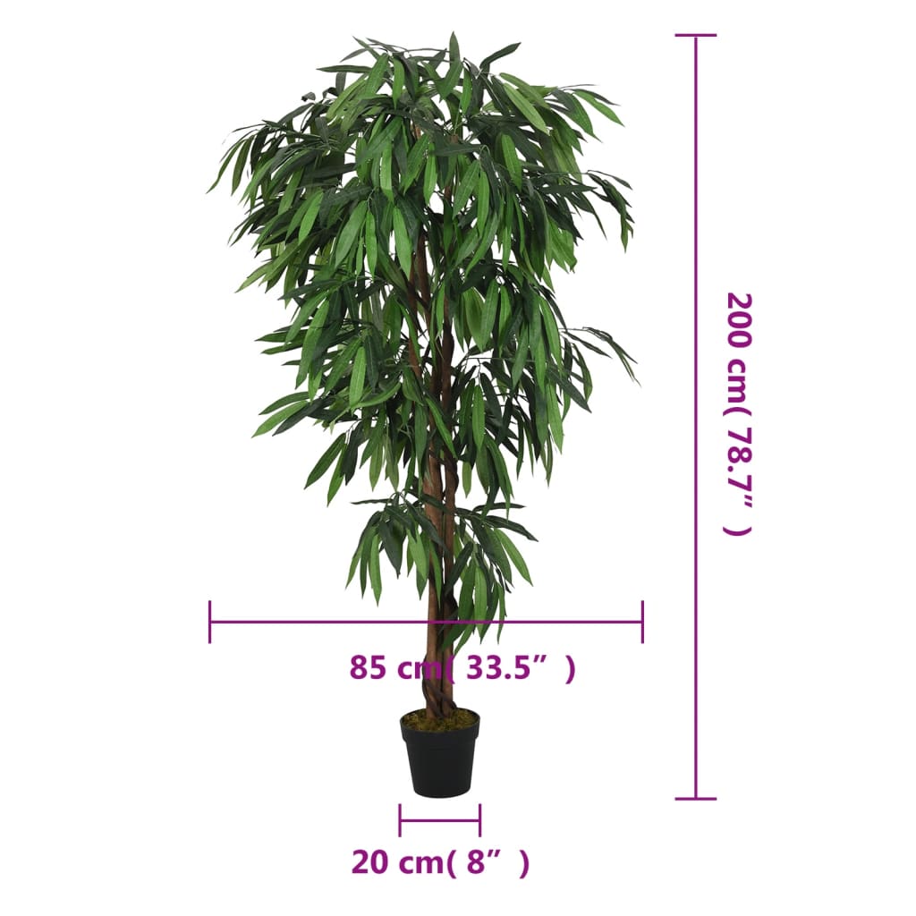 Arbore de mango artificial 1050 de frunze 200 cm verde