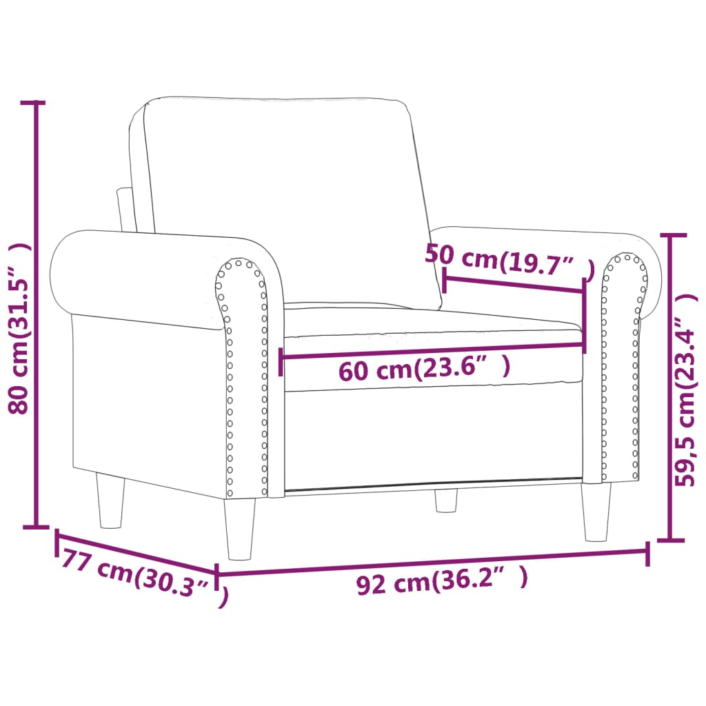 Canapea de o persoană, gri, 60 cm, piele ecologică