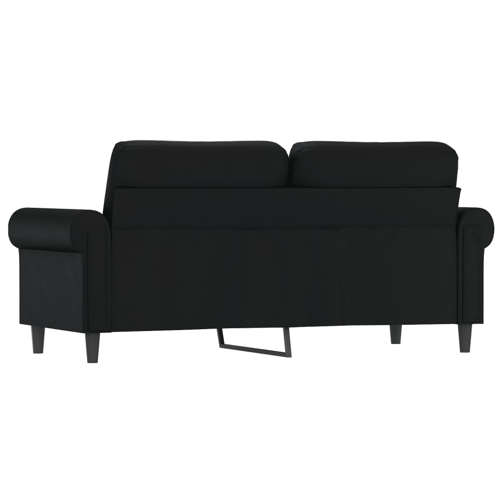 Canapea cu 2 locuri, negru, 140 cm, piele ecologică