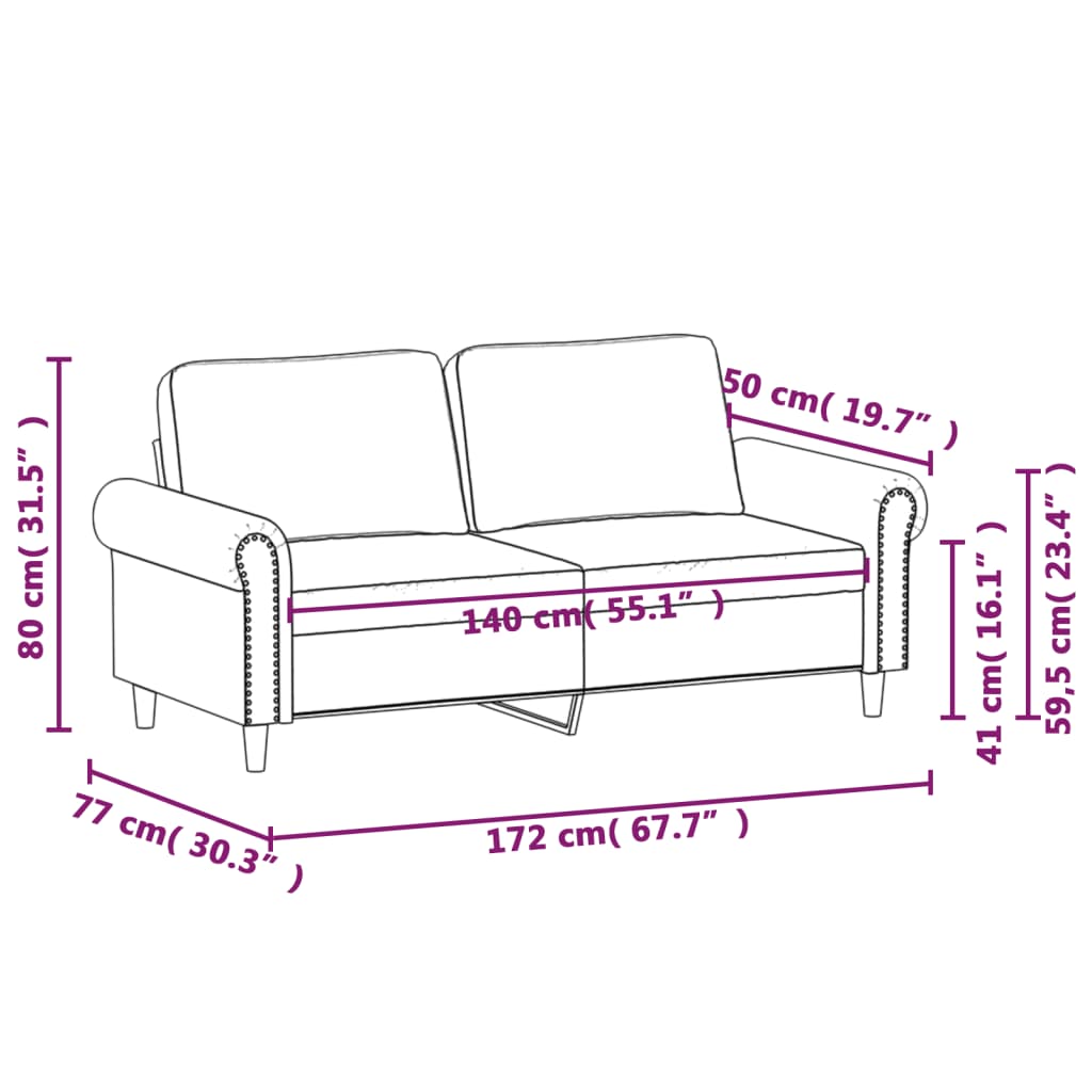 Canapea cu 2 locuri, crem, 140 cm, piele ecologică