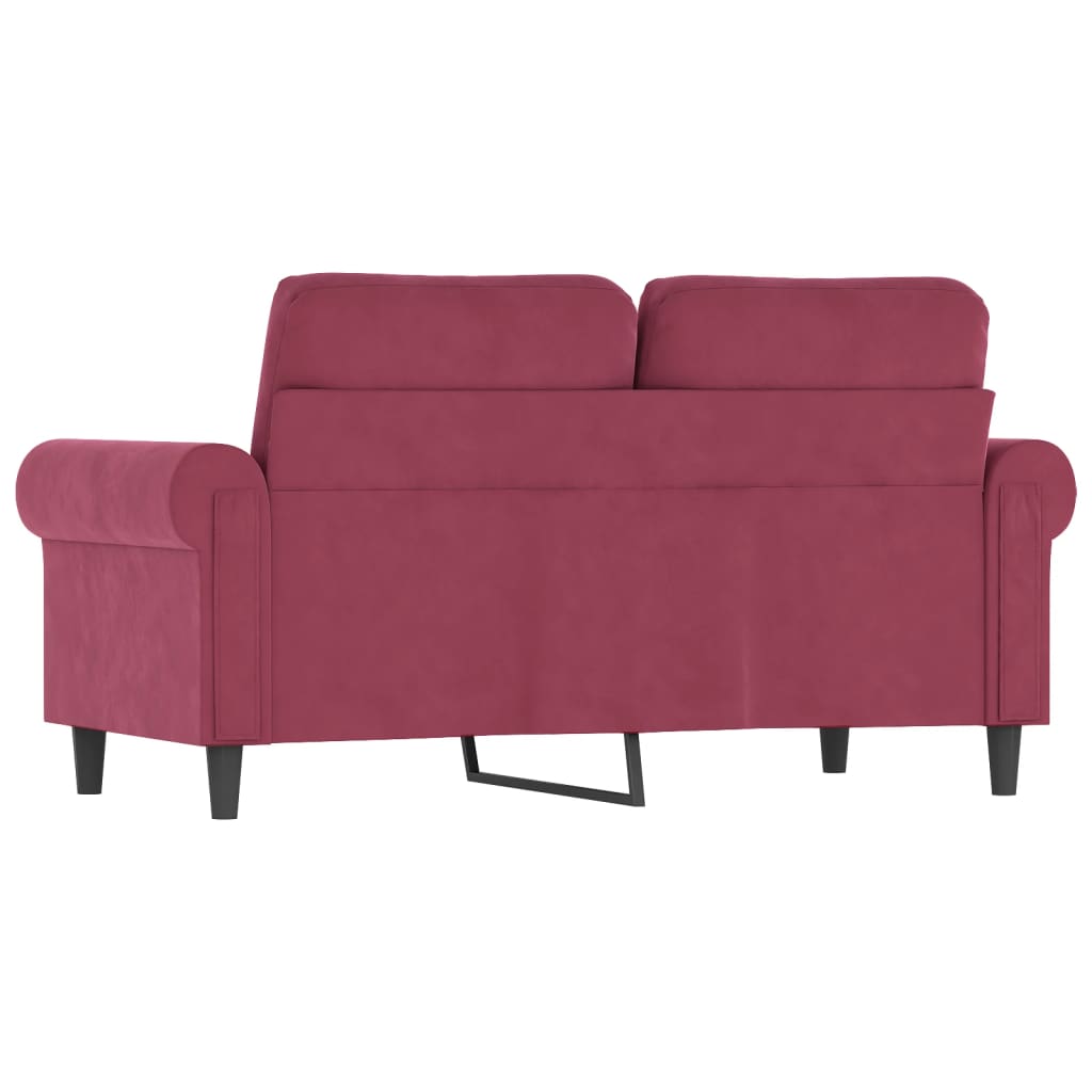 Canapea cu 2 locuri, roșu vin, 120 cm, catifea