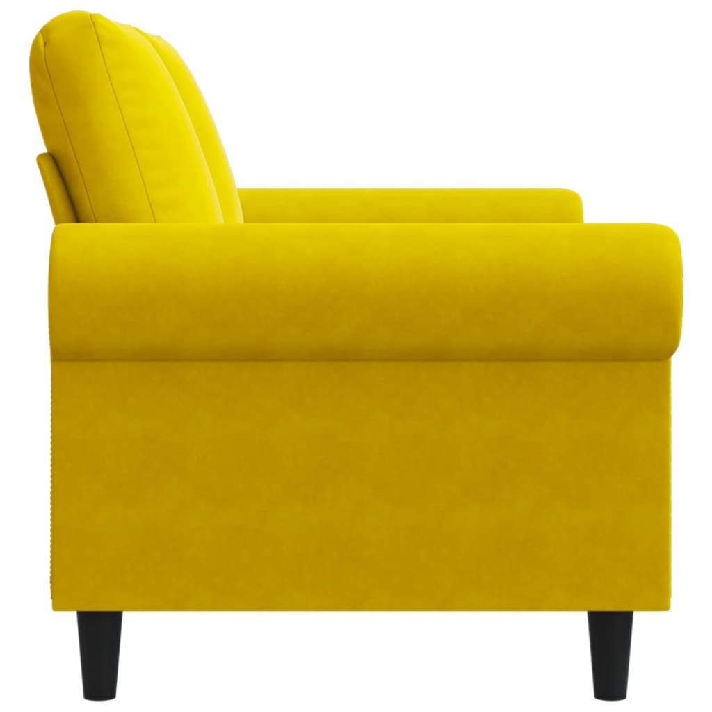 Canapea cu 2 locuri, galben, 120 cm, catifea
