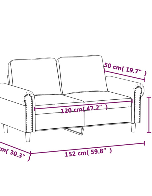 Încărcați imaginea în vizualizatorul Galerie, Canapea cu 2 locuri, maro, 120 cm, catifea
