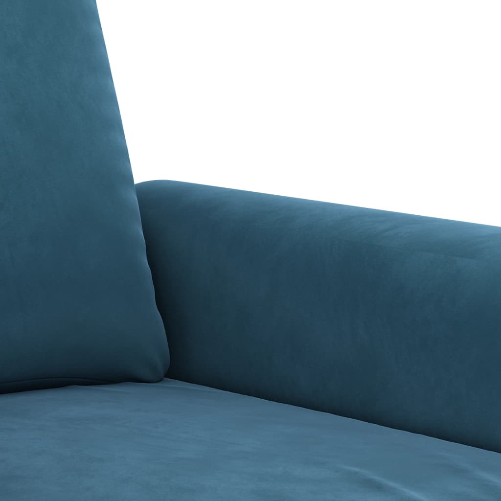 Canapea cu 2 locuri, albastru, 140 cm, catifea