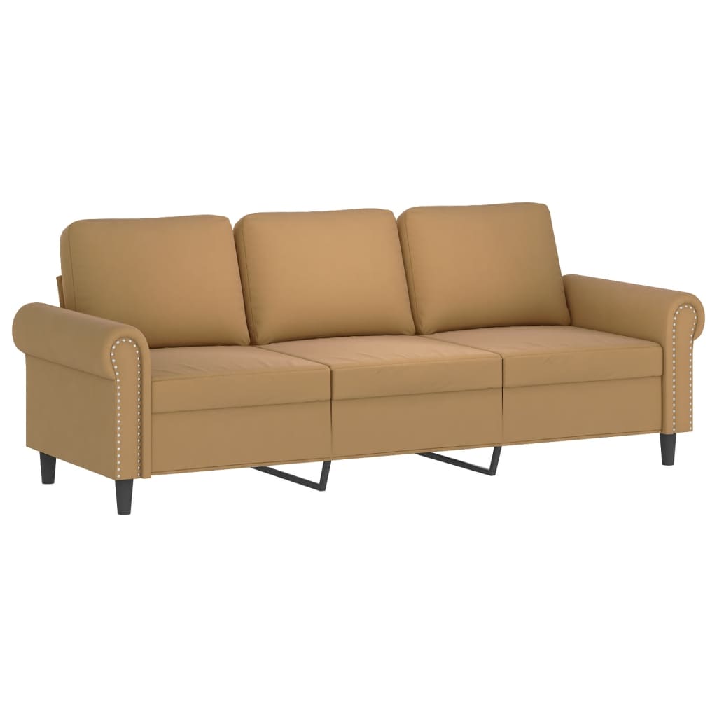 Canapea cu 3 locuri, Maro, 180 cm, catifea