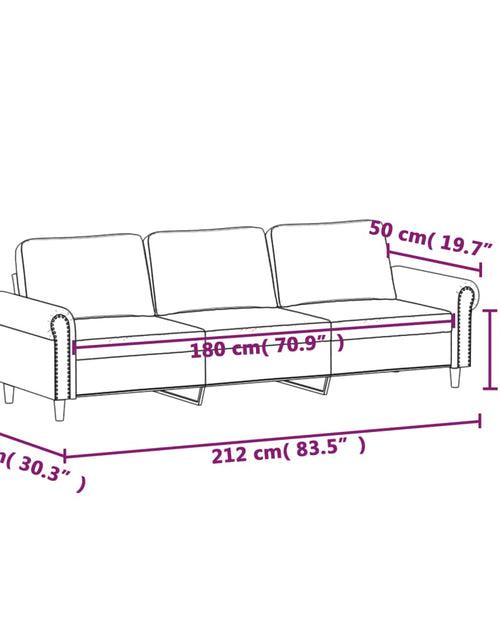 Încărcați imaginea în vizualizatorul Galerie, Canapea cu 3 locuri, Maro, 180 cm, catifea
